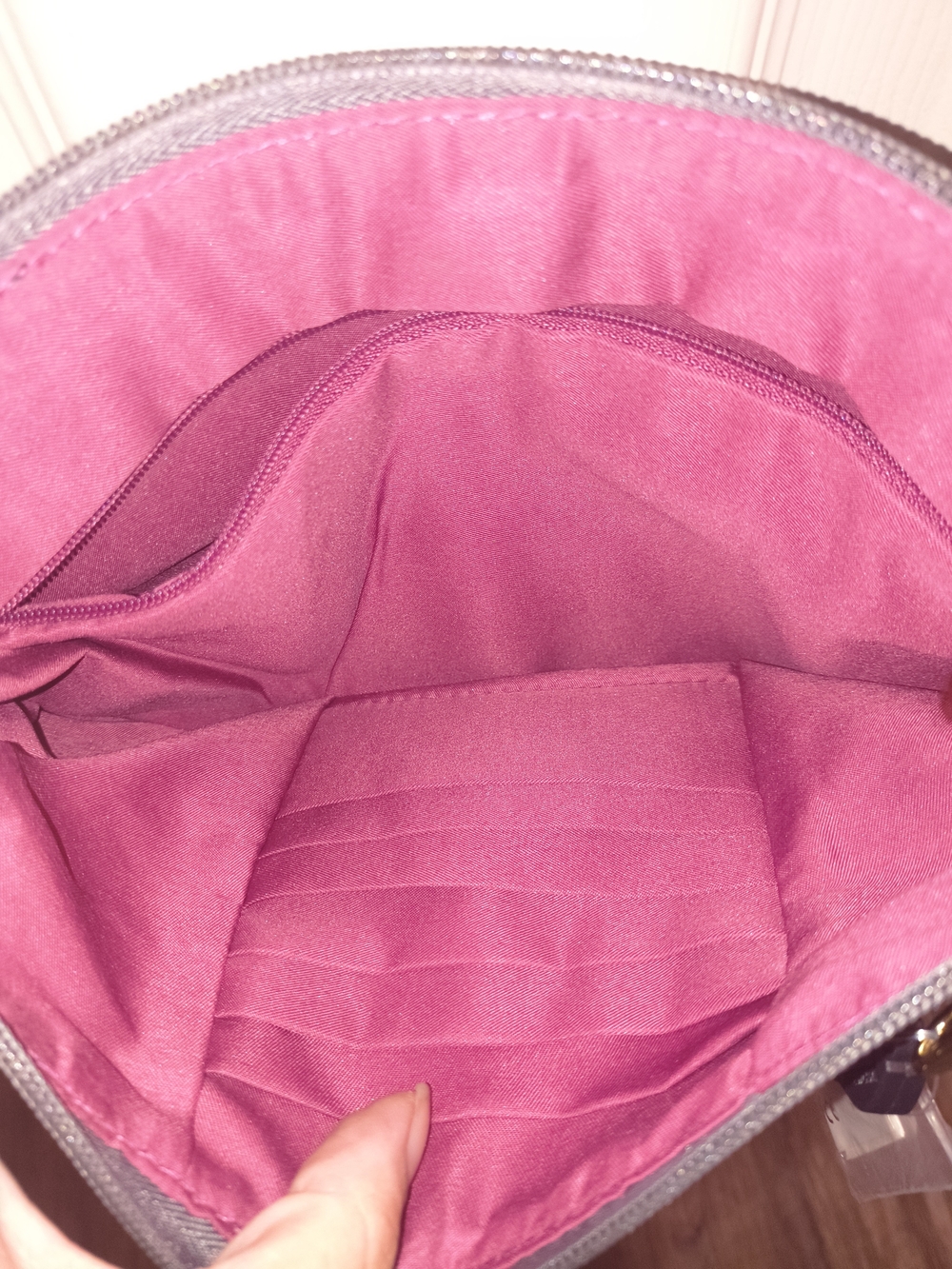 Travelon Gray Crossbody with Pink Interior - Picture 4 of 4